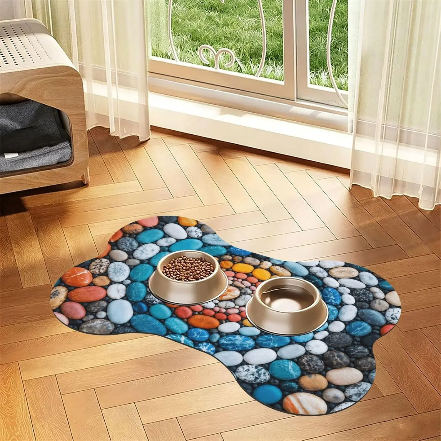 Colorful Stone Spiral Bone Shaped Pet Feeding Mat 16