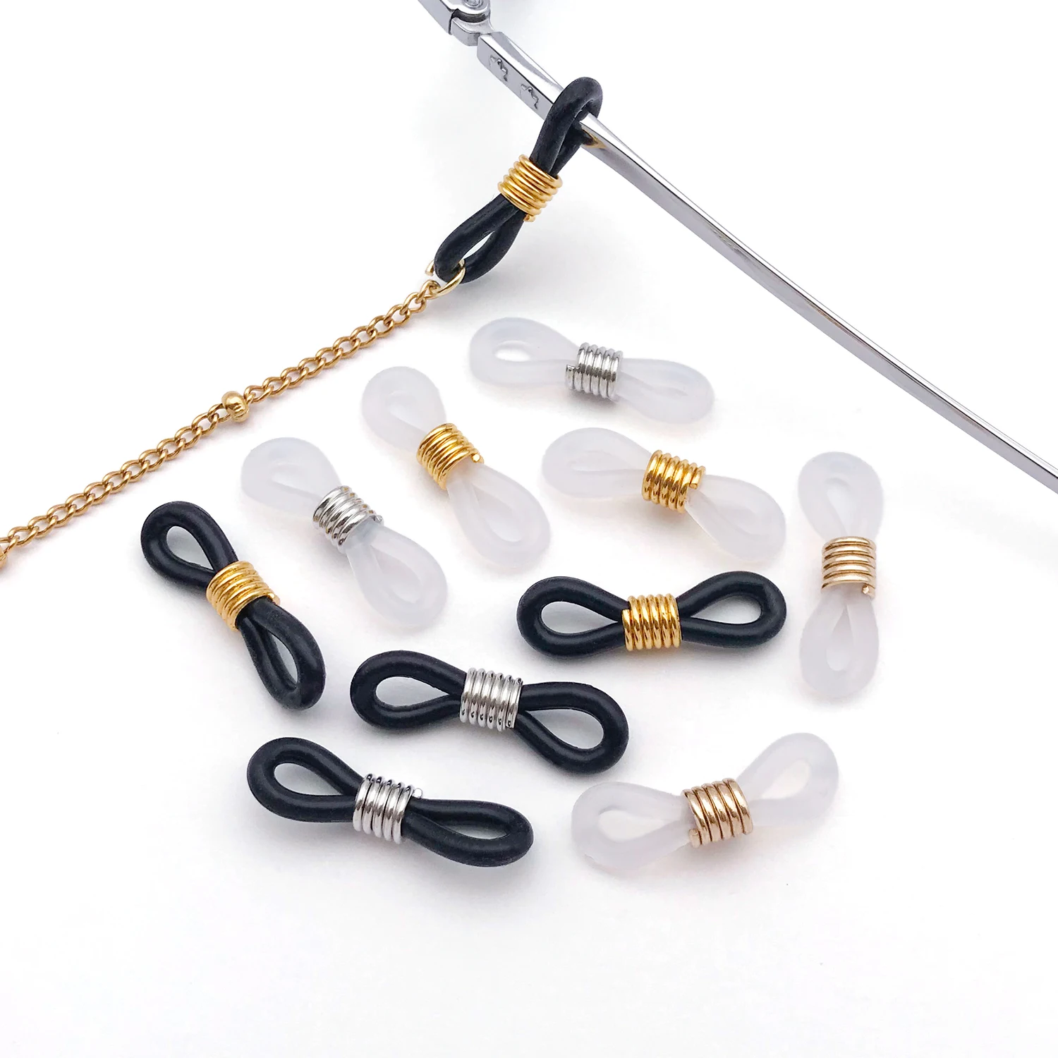 100pcs 21x7mm non-slip silicone buckle glasses buckle for jewelry accessories glasses chain bracket glasses connector