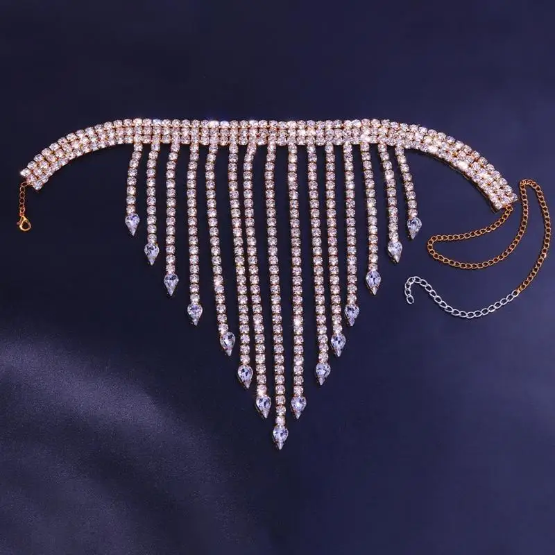 652F المرأة مثير الراين القوطية الساق سلسلة أحزمة تأثيري شاطئ حفلة الفخذ سلسلة #4