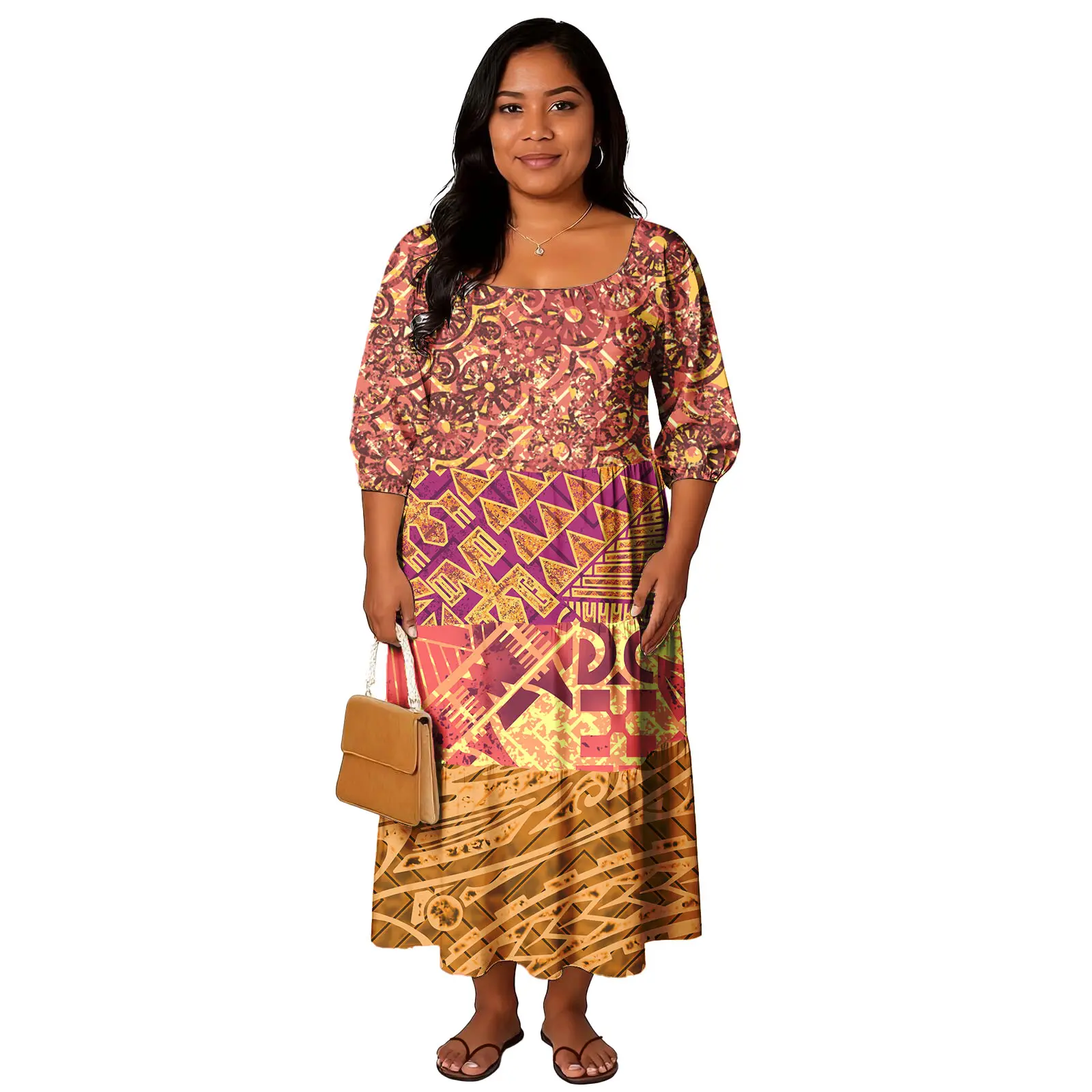 فستان بولينيزي مخصص حسب الطلب لحفلات الكوكتيل كلاسيكي ساموا مقاس كبير فستان نسائي جزيرة فيجيان أنيق حورية البحر #6