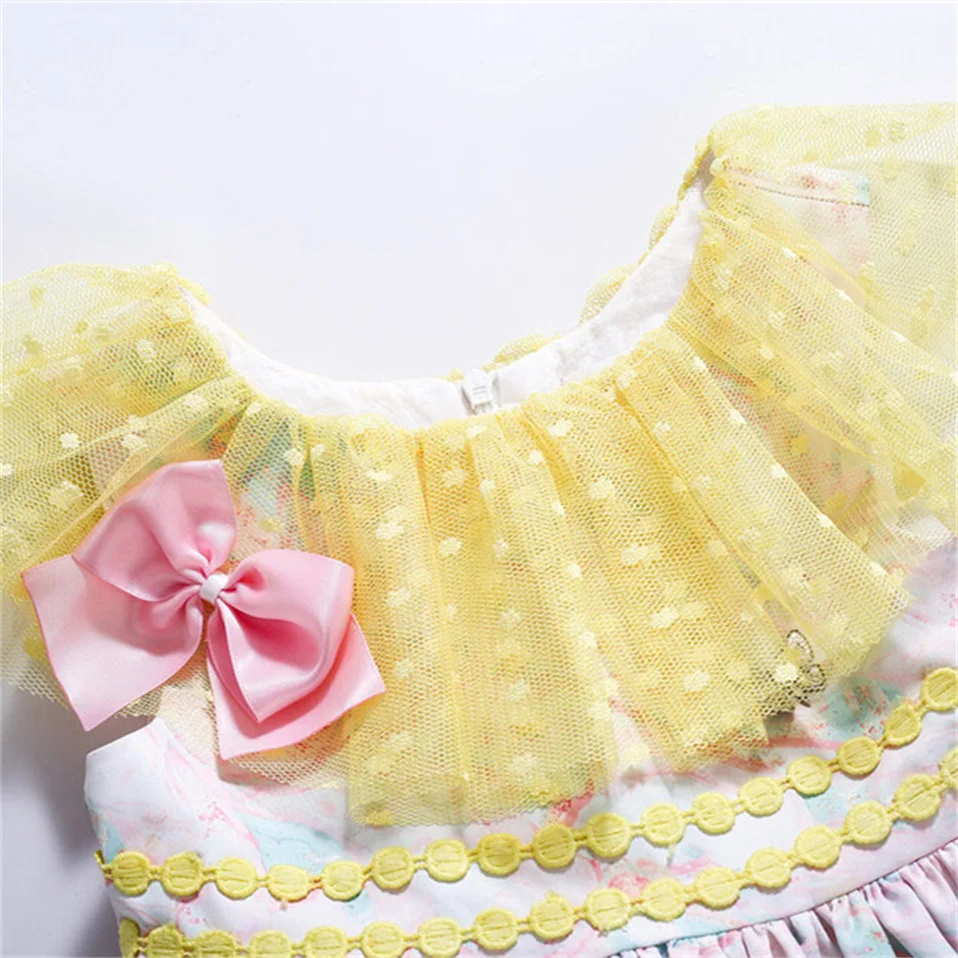 Pettigirl Cute Kids Summer Yellow and Pink Princess Dresses for Baby Girls Ruffle Boutique Clothes Outfits Size 2345681012 Years