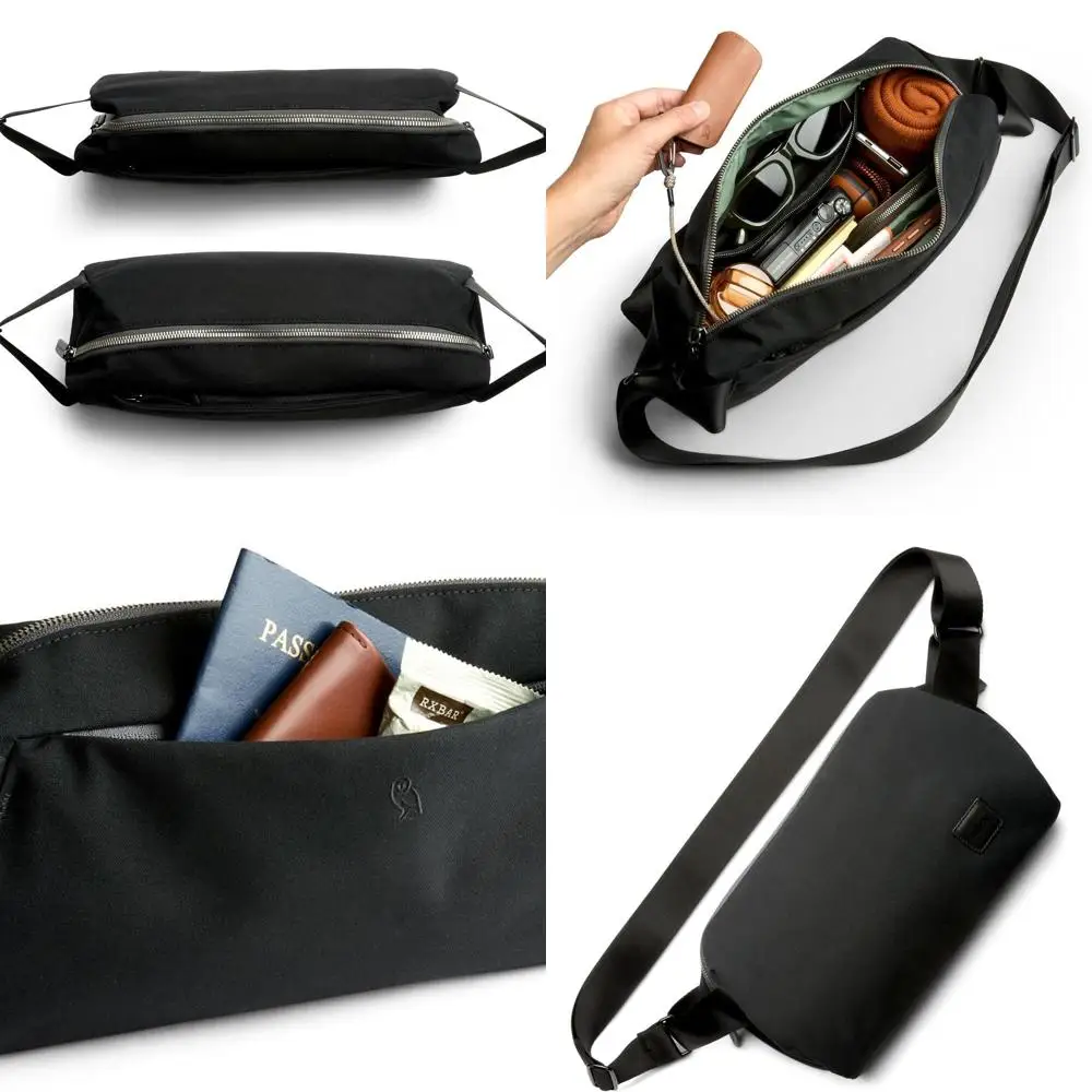 

Minimalist 7-Liter Crossbody Bag with Adjustable Strap and Auto-Compression System - Everyday Black