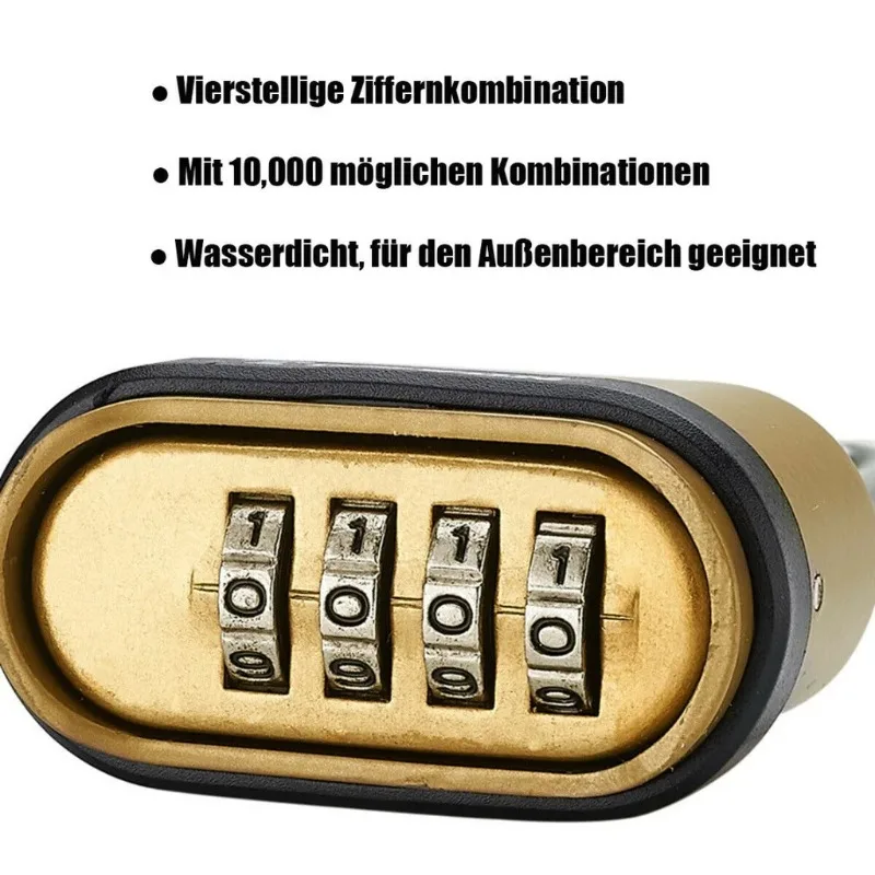 YUANJ candado de combinación de 4 dígitos de latón con contraseña de número resistente a la intemperie antioxidante cerradura de almacén cerradura de puerta de camión