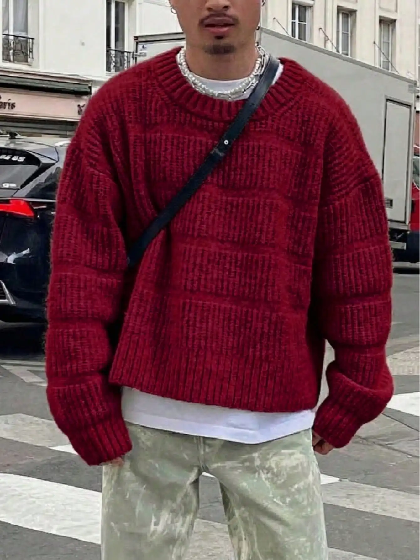Spring, Autumn, and Winter Styles for Men and Women, Street Casual Simple Solid Color Japanese-Style Loose Casual Round-Neck Long-Sleeve Pullover Knit Top