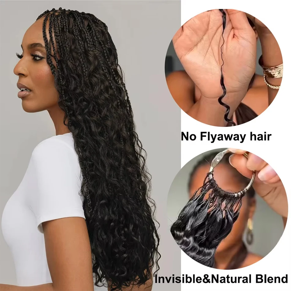 موجة عميقة ريشة الكروشيه وصلات شعر بشري Knotless غير مرئية قبل فصل البرازيلي 100% ريمي مجعد الكروشيه حزم الشعر #3