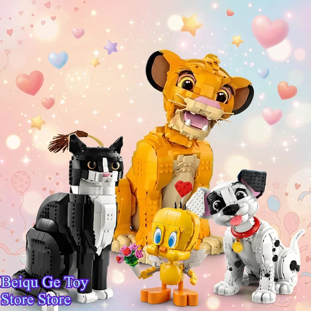 โมเดลใหม่ปี 2026 43269 ตุ๊กตาการ์ตูนลูกสุนัข 21349 แมวเสื้อโค้ทหางยาว DIY ของขวัญสร้างสรรค์แบบกำหนดเอง 43243 สิงโตแสนน่ารัก คุยตี้ 40824, ของตกแต่ง