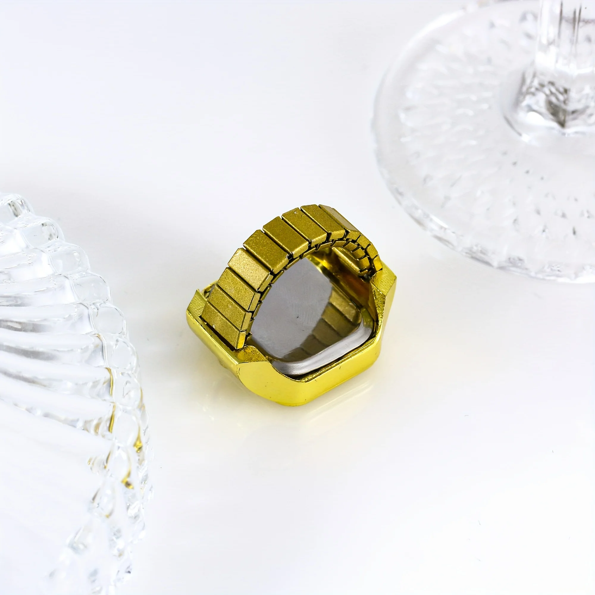 Square ring watch, minimalist finger watch, quartz watch, couple watch, creative ring watch view 6
