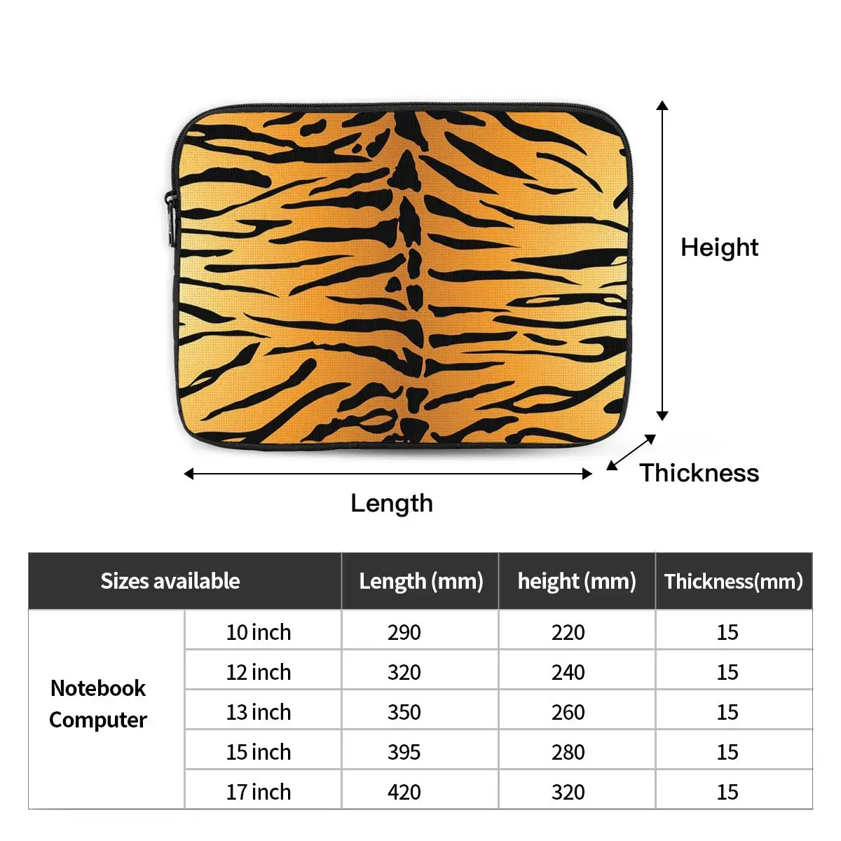 Tiger Fur Sketch Color Picture Notebook Laptop Bag Case Pouch 10 12 13 15 17 Inch For Macbook Air Pro Tablet Shockproof Case Bag