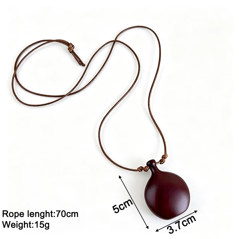 Wooden Calabash Pendants Women's Rope Necklaces Brown Color Long Rope Chain Neck Accessories for Female Bohemian Neck Jewelry