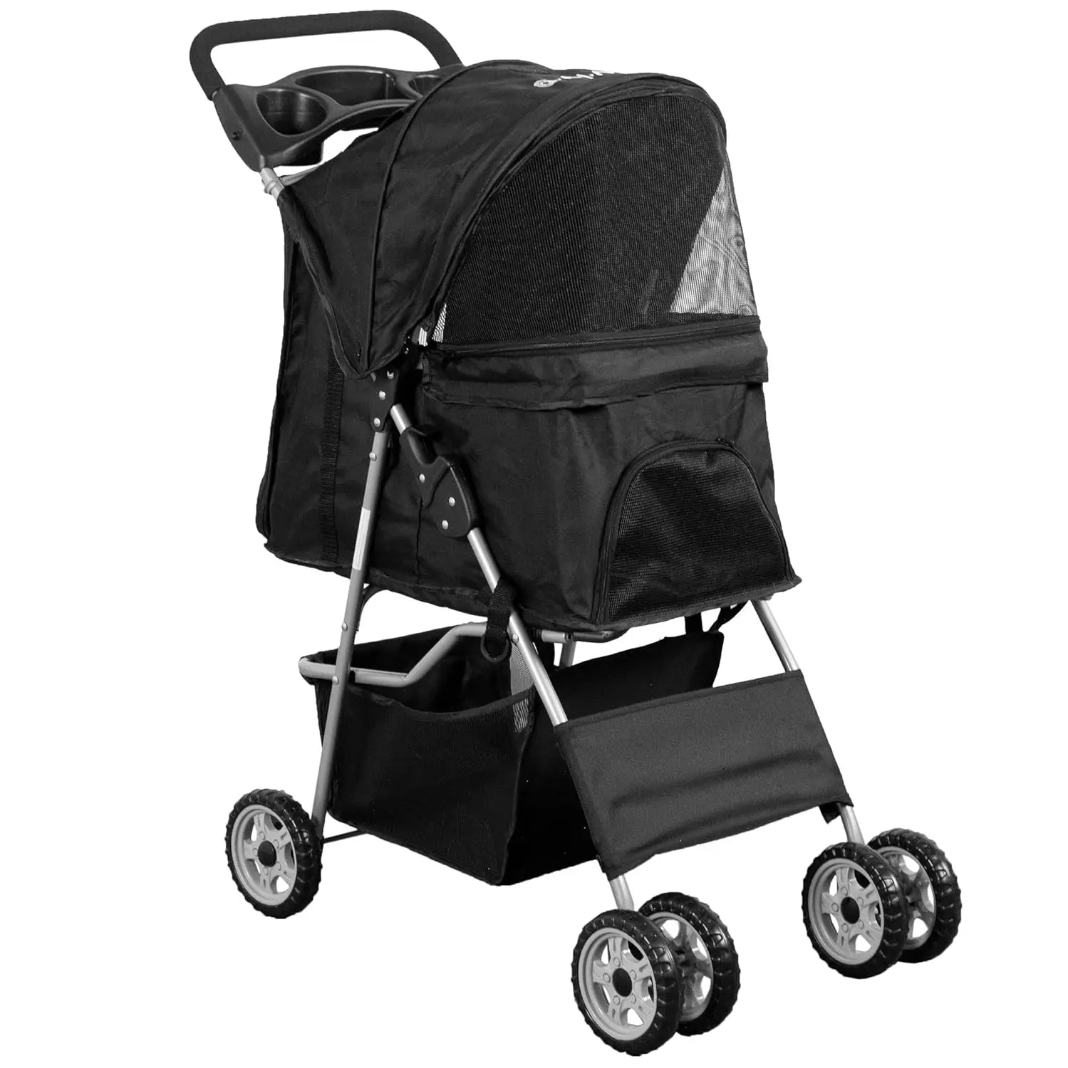 Vivo schwarz 4 rad pet kinderwagen für katze, hund und mehr, faltbare träger bummel wagen, STROLR-V001K