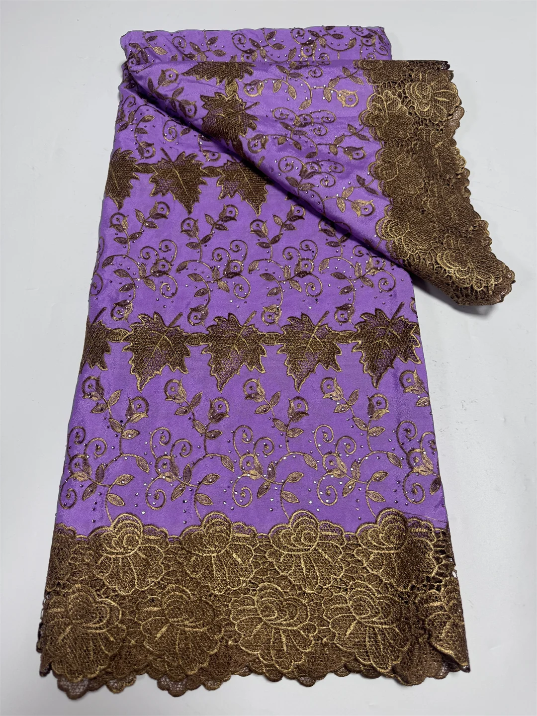 

2026 African Stones Cotton Lace Fabric 5Yards Embroidered 3D Cord Dry Lace Dubai Style for Wedding Party Dresses 5Yards