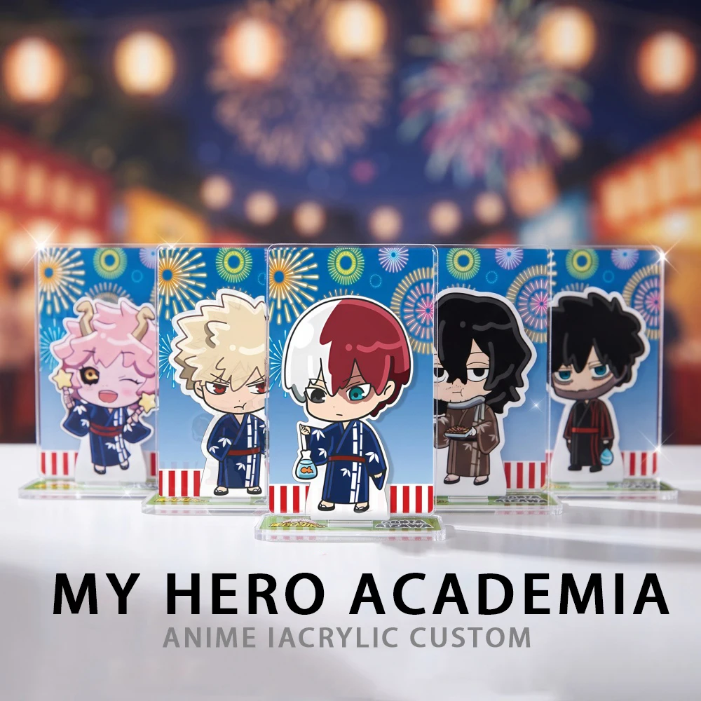 My Hero Academia Acrylic Stand Keychain Q Version Cute Katsuki Bakugo Izuku Midoriya Shoto Todoroki Shota Aizawa Desktop Decor