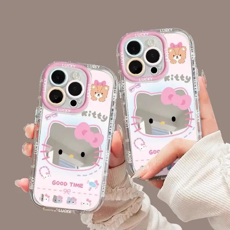 Sweet Hello Kitty Anime Kawaii MINISO iphone 16 pro max Telefoon Case Leuke Cartoon Kt Kat Apple Cover Mooie Cadeaus voor Meisjes