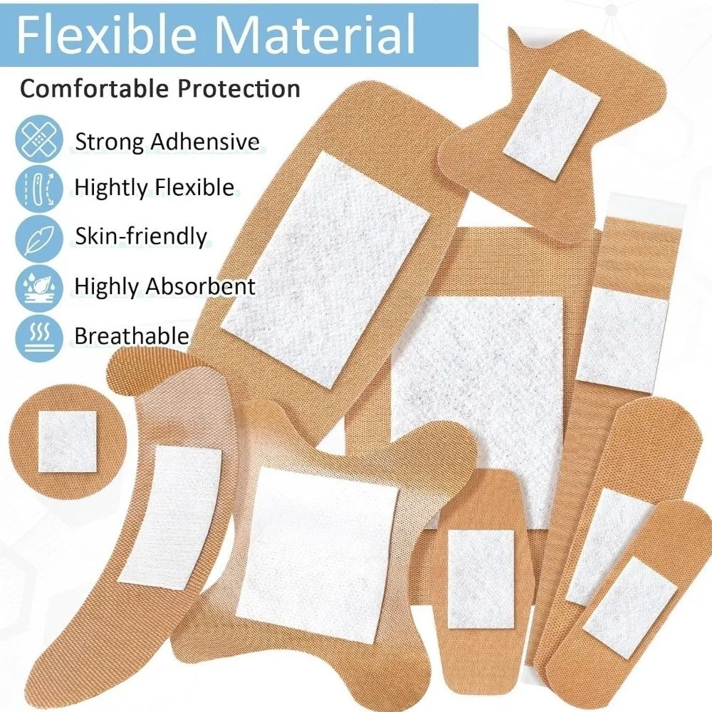 5Pcs Large Size Self-adhesive Aid Bandage Elastic Breathable Wound Dressing Band Non-woven Fabric Adhesive Bandages