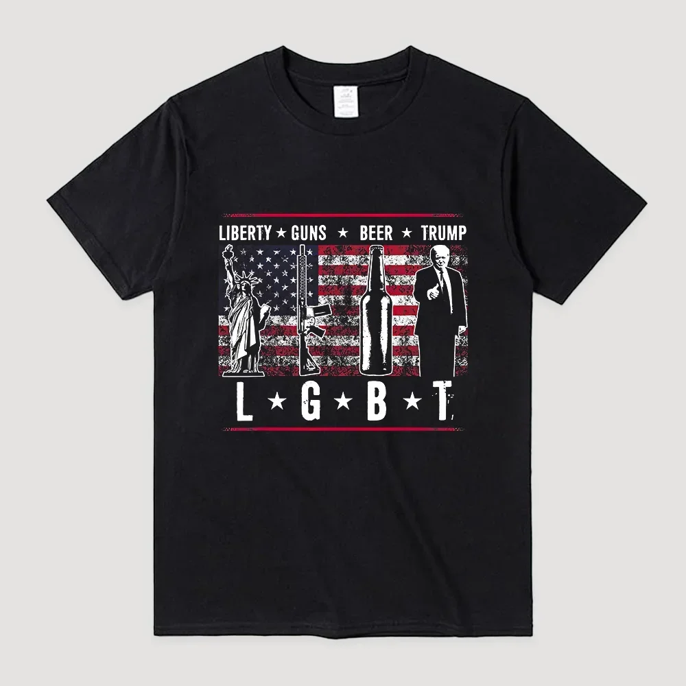 Liberty Guns Beer Trump LGBT Donald Trump 2024 Election Aka Vote Support S Funny Parody Comfortable T-Shirt Youth T-Shirts