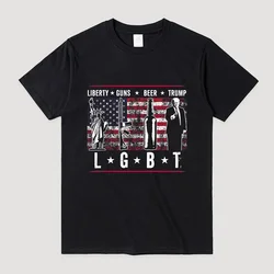 Liberty Guns Beer Trump LGBT Donald Trump 2024 Election Aka Vote Support S Funny Parody Comfortable T-Shirt Youth T-Shirts