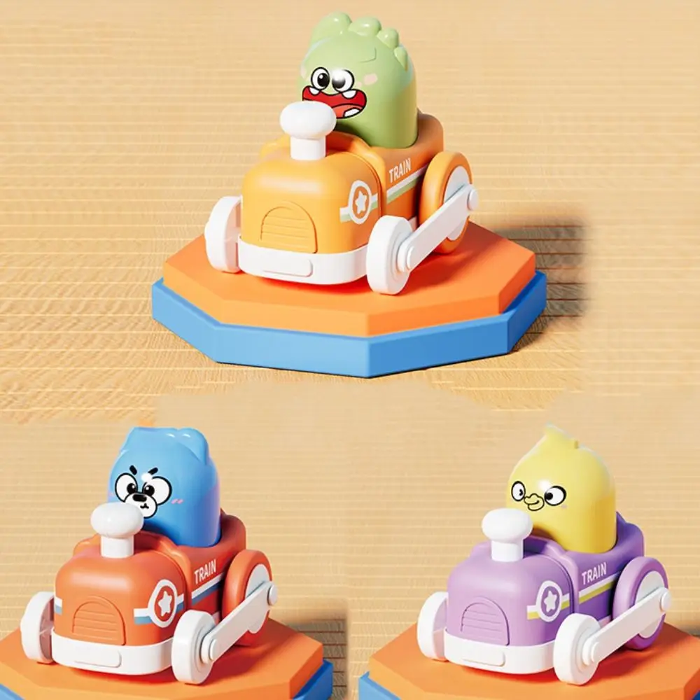 Creatief dierentrein Power Toy Botsing Uitwerpen Auto Glijden Speelgoed Rebound Cartoon Puzzel Speelgoedauto Kinderen
