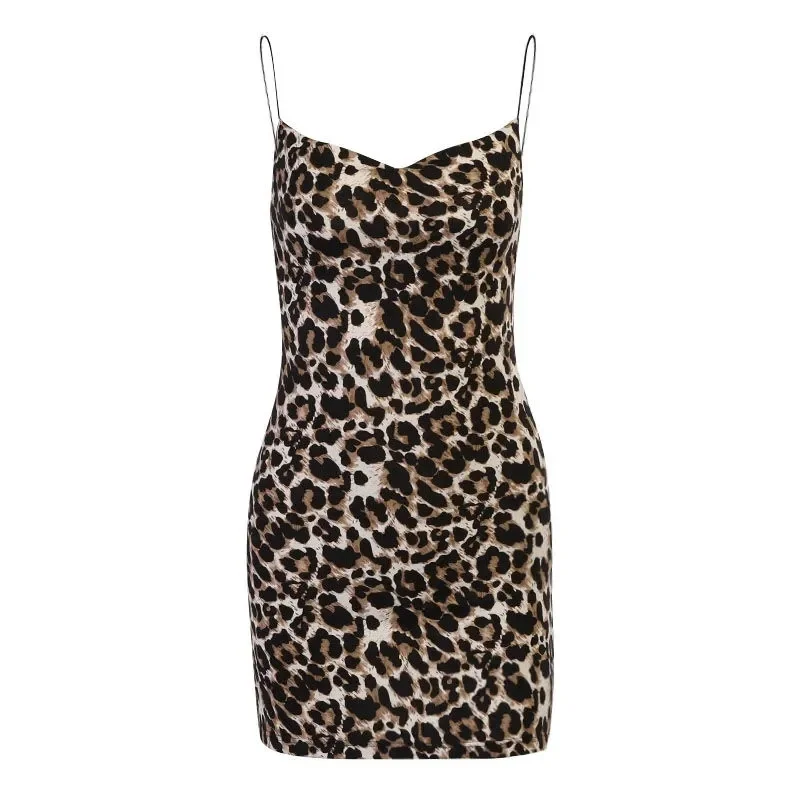 Sexy Costumes Pajamas For Women Summer Leopard Print Sexy Sling Dress Hot Girl Fashion Sexy Woman Night Dress Home Wear