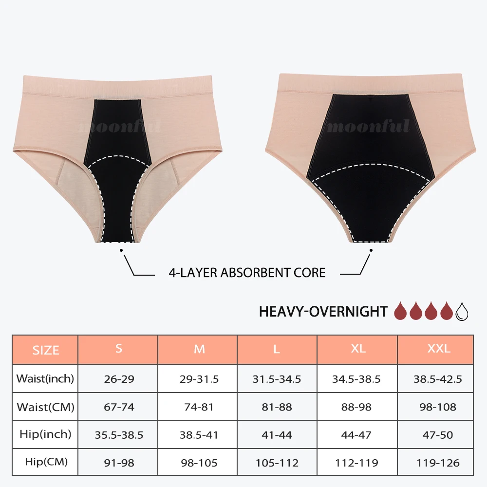 Vrouwen Menstruatie Slipje 4-laags Bamboe Menstruatie Slipje's nachts Absorberende Periode Ondergoed Culottes Menstruelles Femme