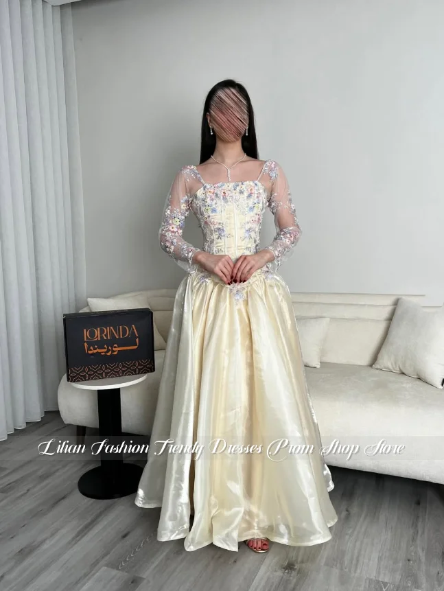 

Вечернее платье цвета слоновой кости с цветочным принтом в ближневосточном стиле, бальное платье для торжественных случаев, индивидуальный пошив, платье для свадебной вечеринки, выпускного бала