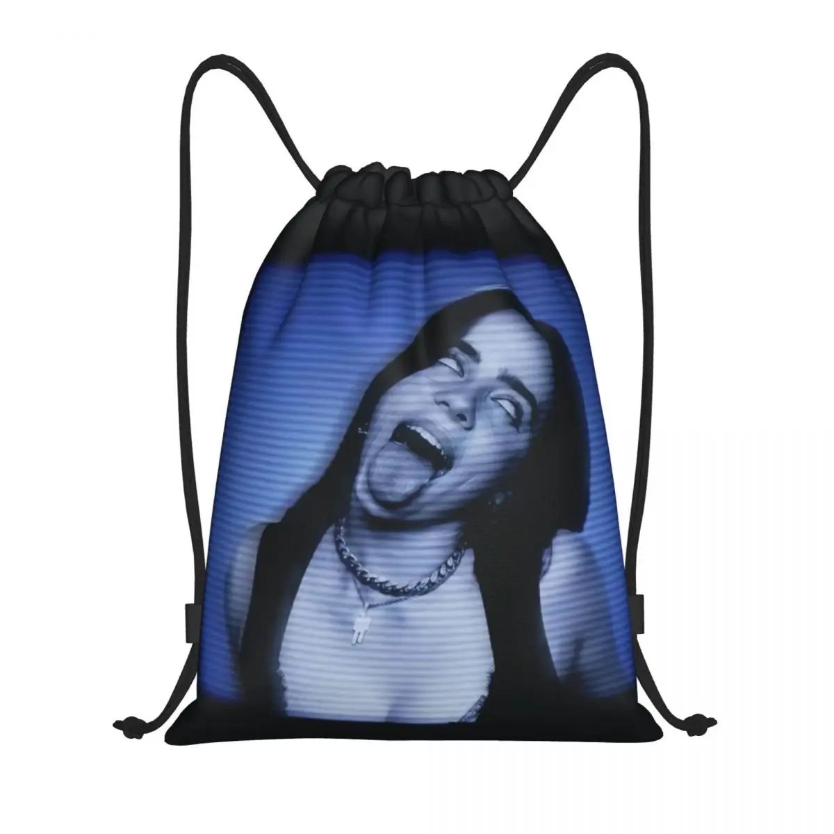 Custom Singer Music Billies Eilishs Drawstring Bags Women Men Lightweight Sports Gym Storage Backpack