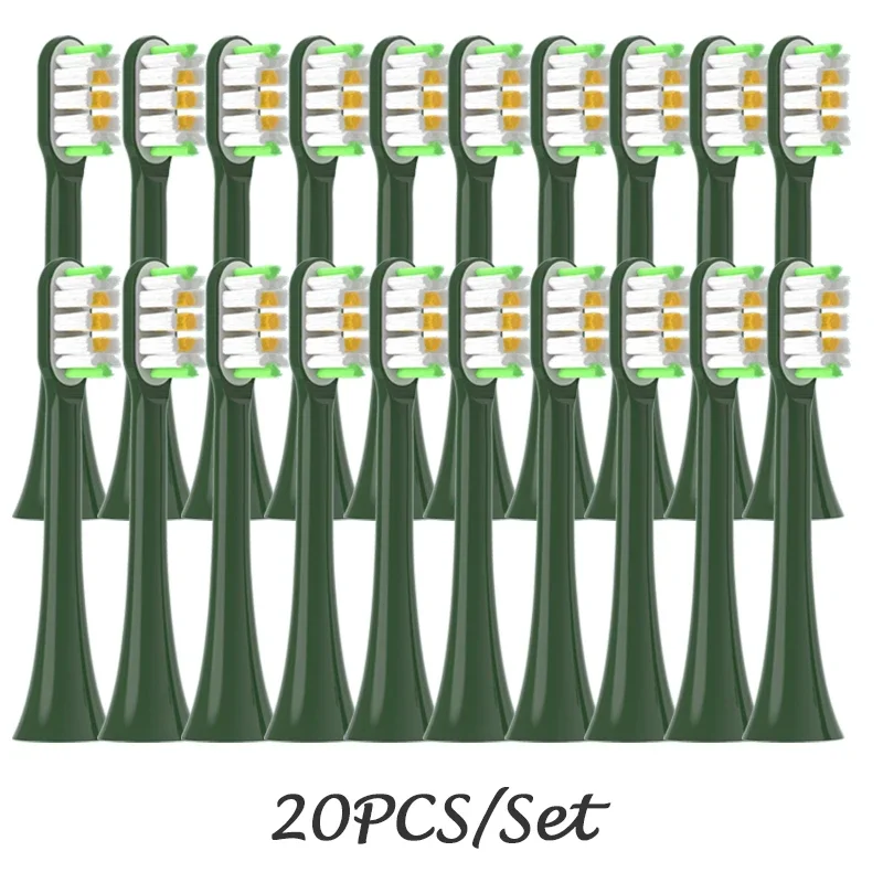 20/50PCS Copper Free Replaceable Brush Heads for SOOCAS X3/X3U/X5 Soft DuPont Bristle Mint/VanGo Green Sonic Nozzles No Metal