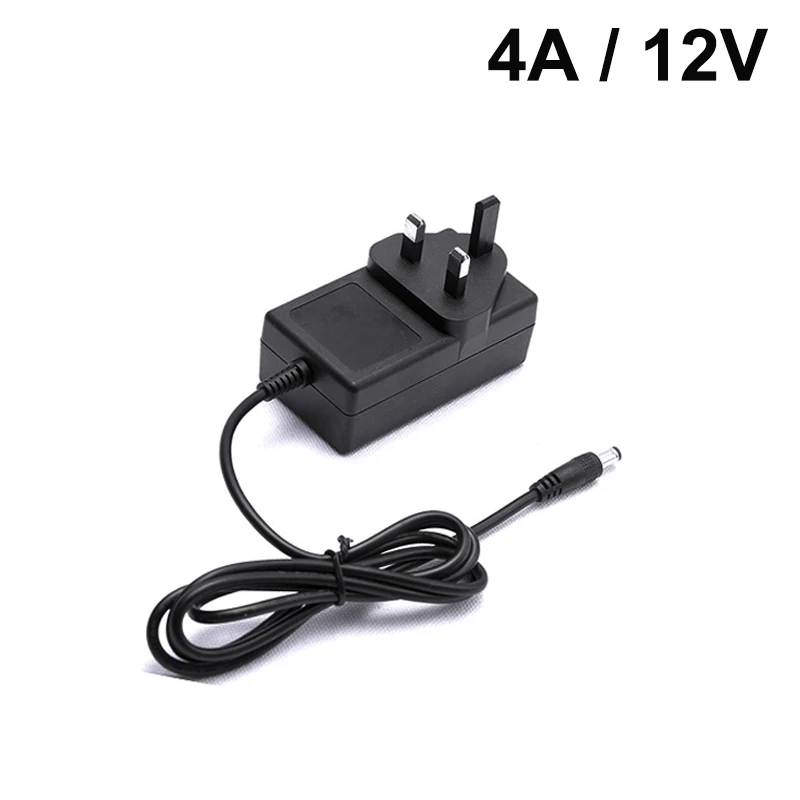 12V 4A Power Supply Adapter 48W US EU Plug in DC Converter 100-240V AC to DC 12V 4000mA Charger for CCTV LED Strip Light