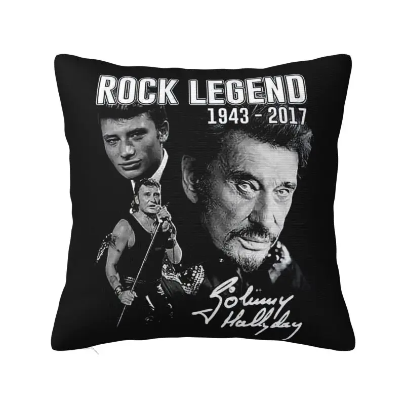 Johnny Hallyday Cushion Cover 50*50 cm Soft France Rock Singer Throw Pillow Case Living Room Decoration Bedding Sofa Pillowcase