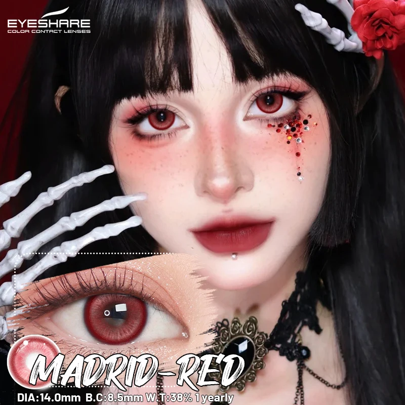 EYESHARE 1 Paar Anime Red Eye Linsen Farbkontaktlinsen Cosplay Blaue Augen Make-up Kontakt Halloween Rosa Kontakte Lila Linsen
