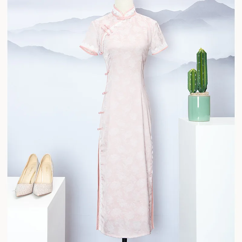

2023 Qipao New Fashion Improvement Young Girl Style Lace Embroidered Length Small Fresh Chinese Cheongsam Dress Spring Summer