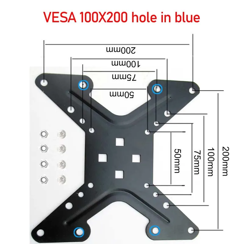 DL-A1 VESA Extension bar Adapter 100x100 to 200x200mm 200X100MM monitor extend support clamp mount bracket
