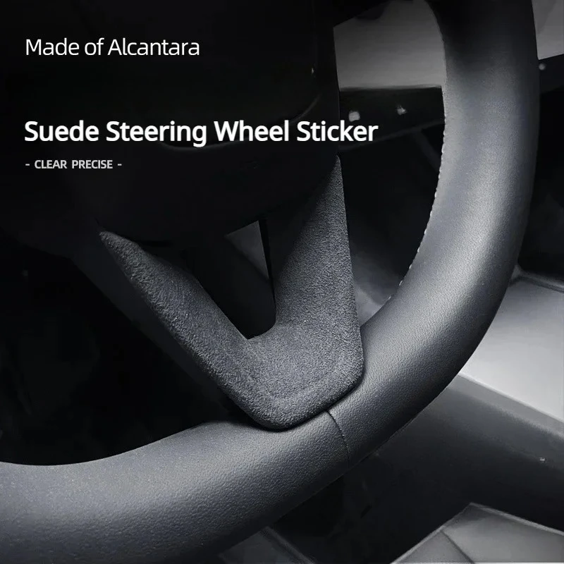 Pegatina protectora de Panel de volante de gamuza para Tesla Model Y Juniper Model 3 Highland 2025 Alcantara, accesorios interiores para coche