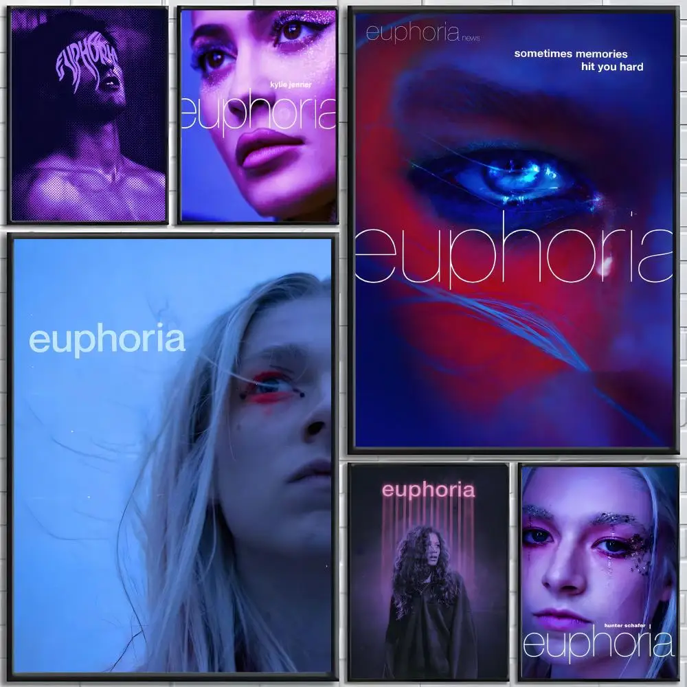 Affiche de la série télévisée Euphoria, affiche artistique auto-adhésive, peinture décorative, art mural, papier Kraft blanc, décoration de la maison