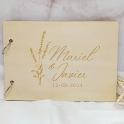 Personalized Wedding Guestbook Custom Wooden Guest Book Engraved Rustic Wedding Album Birthday Party Deco Guest Signature Book