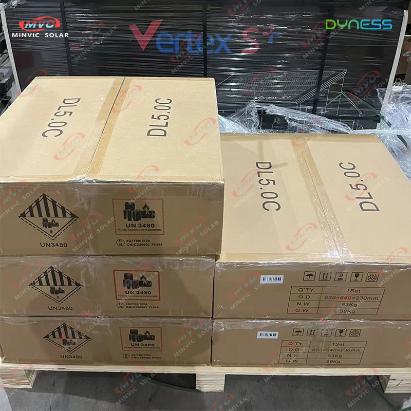 แบตเตอรี่ลิเธียมไอออนโซลาร์เซลล์ TLF High Safety Dyness แรงดันต่ำ ติดผนัง รุ่น DL5.0C แบบเรียงซ้อน พร้อมแบตเตอรี่ LFP 5.12KWH 100AH สำหรับใช้ในบ้าน