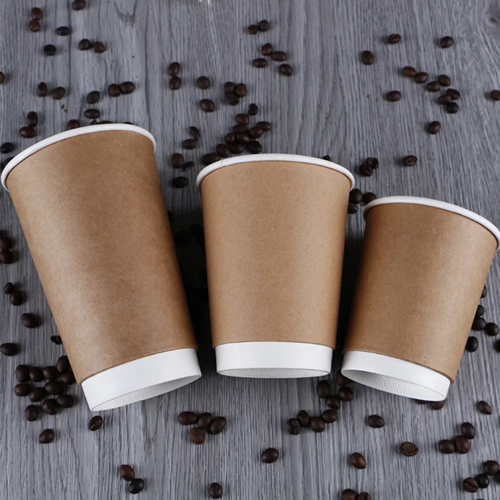 25Pcs Premium Double-Layer Takeaway Coffee Cups Fit Lids Heat Resistant Insulated for Espresso Tea Restaurants Home