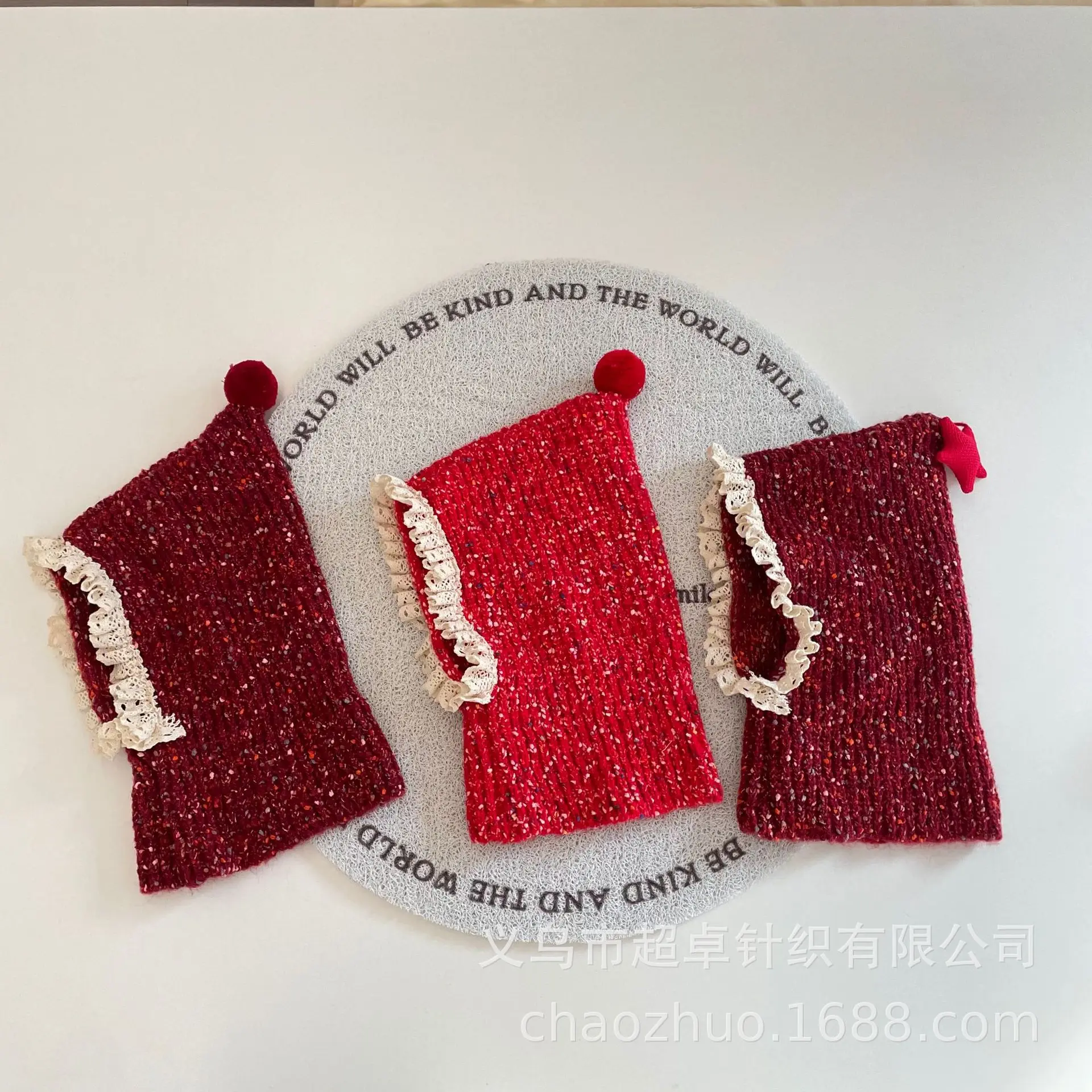 Children Red Spring Autumn Winter Hat Chinese New Year Red Ear Protector Lace Edge Hat 2025 New