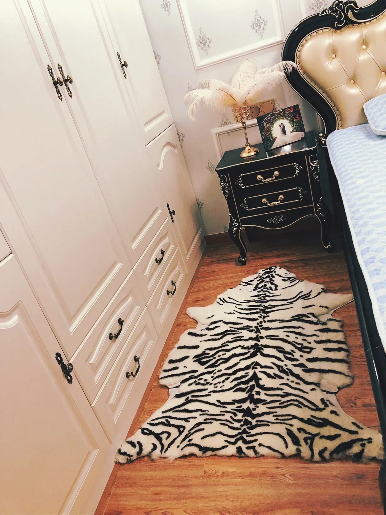 75X110CM Simulation peau de tigre blanc peau de léopard tapis tentures murales en peau de mouton canapé coussin chaise suspendue coussin tapis de voiture