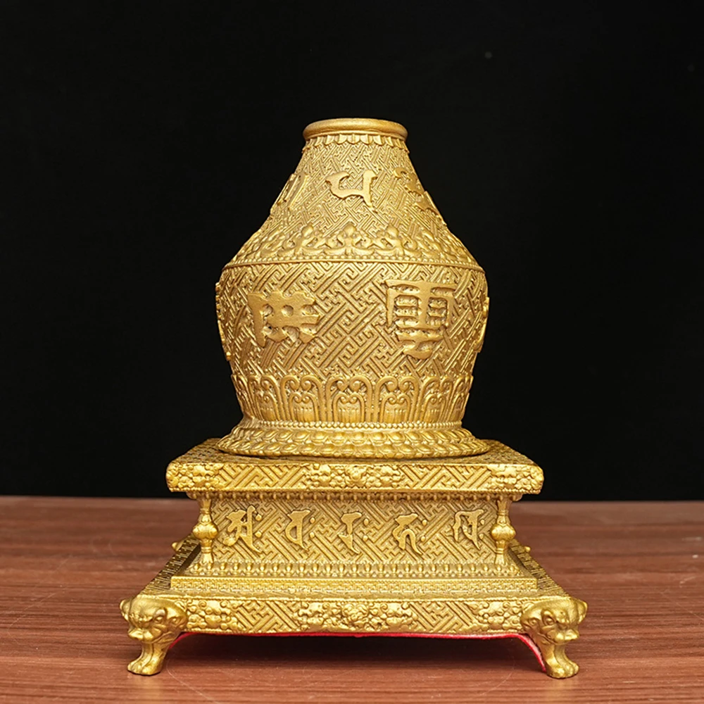 New Gilt Copper Smoke Offering Burner, Tibetan Torma Incense Burner, Home Altar Fire Offering Stove, Sang Ritual Incense Set