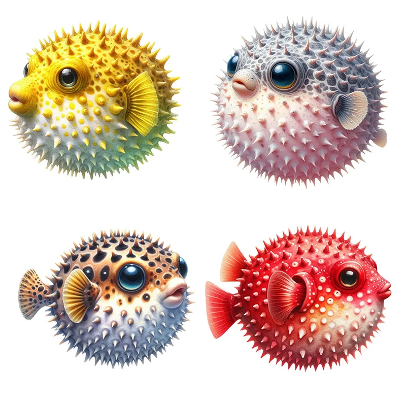 

KT73# Watercolor Puffer Fish Sticker Stickers,Wall Toilet Decal Removable, Vinyl Car Sticker for Bathroom Decor, Outdoor Indoor