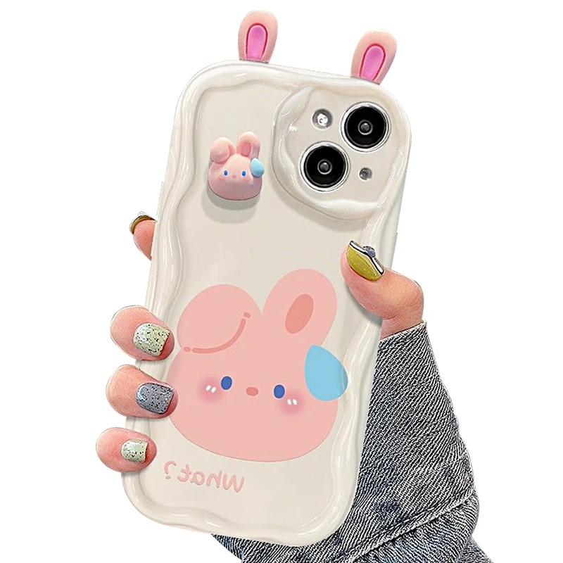 Funda de conejo de oso 3D para Samsung Galaxy, A34, A33, A32, A31, A30, A20, A24, 4G, A23, A22, A21S, A20S, A14, A13, 5G, A12, A10S, A04E, A03, M14