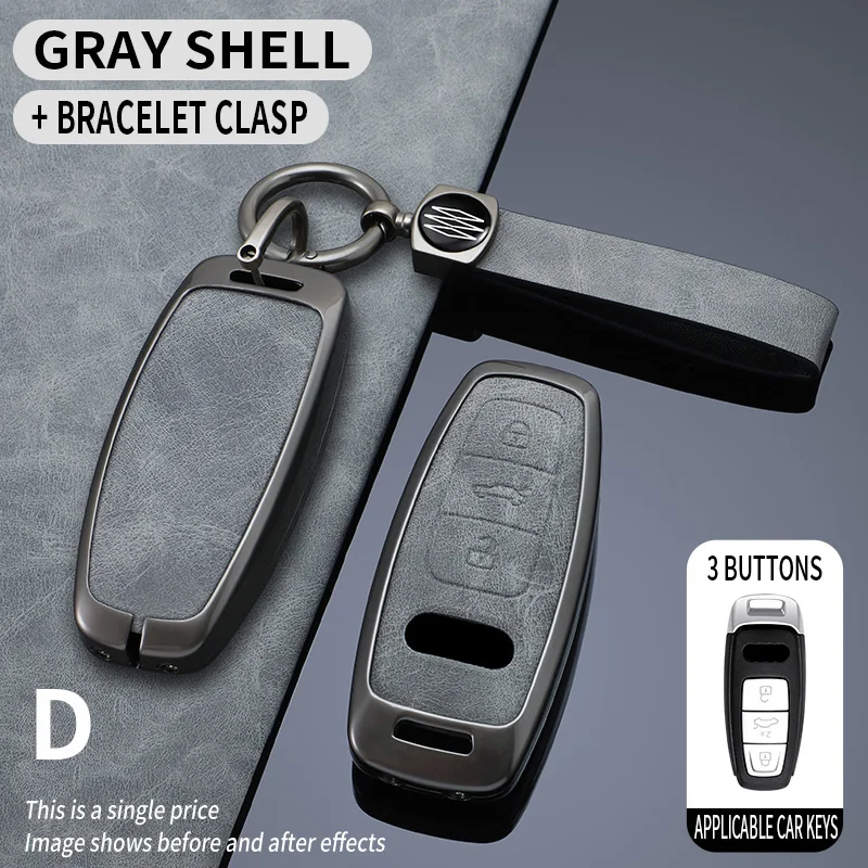 Zinc Alloy Car Key Case Cover Bag Shell For Audi Q8 RSQ8 A6 C8 S6 RS6 A7 S7 RS7 A3 8Y A8 D5 4N RS E-tron GT Q4 Q7 4M Accessories