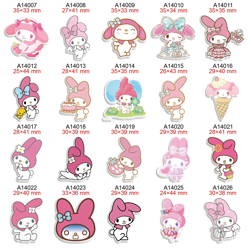 Sanrio My Melody Cartoon  Planar Resin Flatback for DIY Hairbow Accessories Decoration Craft Decoration 30pcs