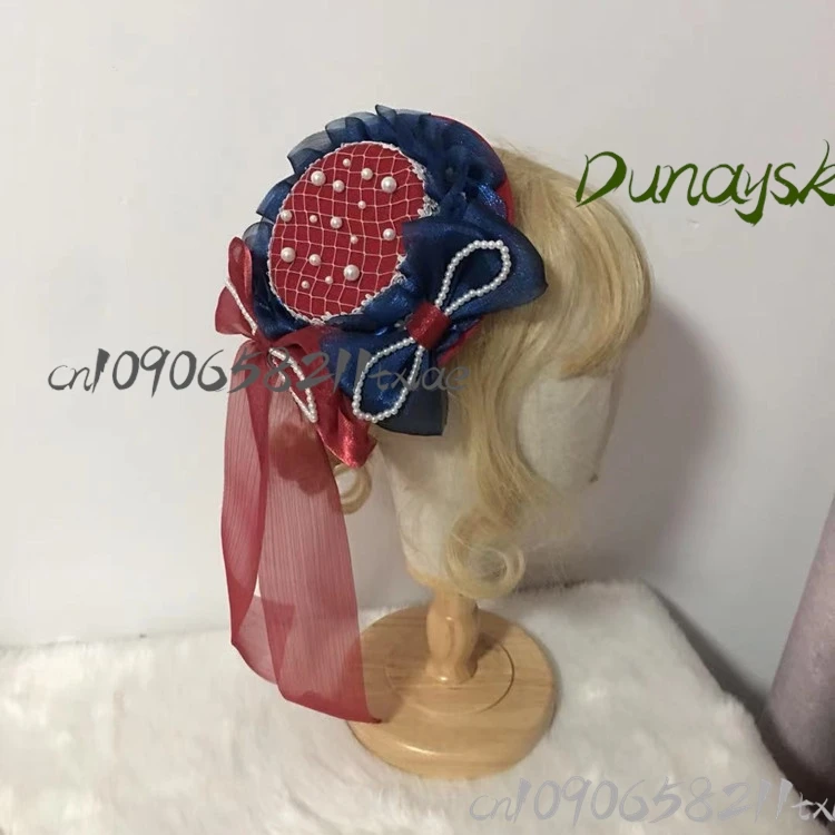 백설 공주 로리타 보닛 달콤한 메쉬 플랫 캡 분리형 보우 슬리브 커프스 동화 속 공주 헤드 피스 코스프레/할로윈