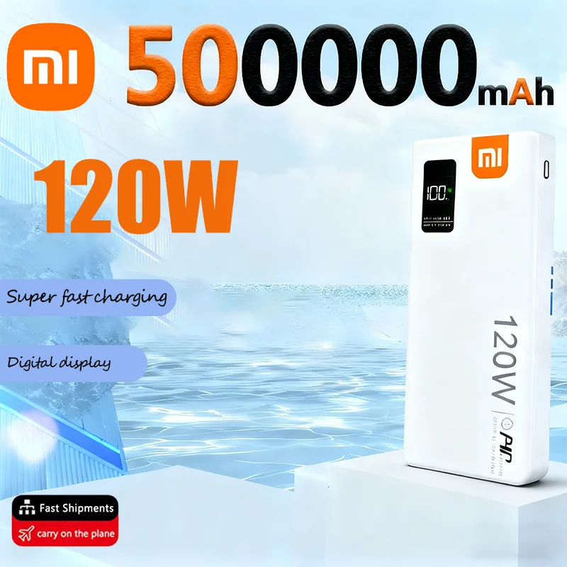 Xiaomi 120W Power Bank 500000mAh High Capacity Fast Charging Portable Battery Charger For iPhone Samsung Huawei Hot