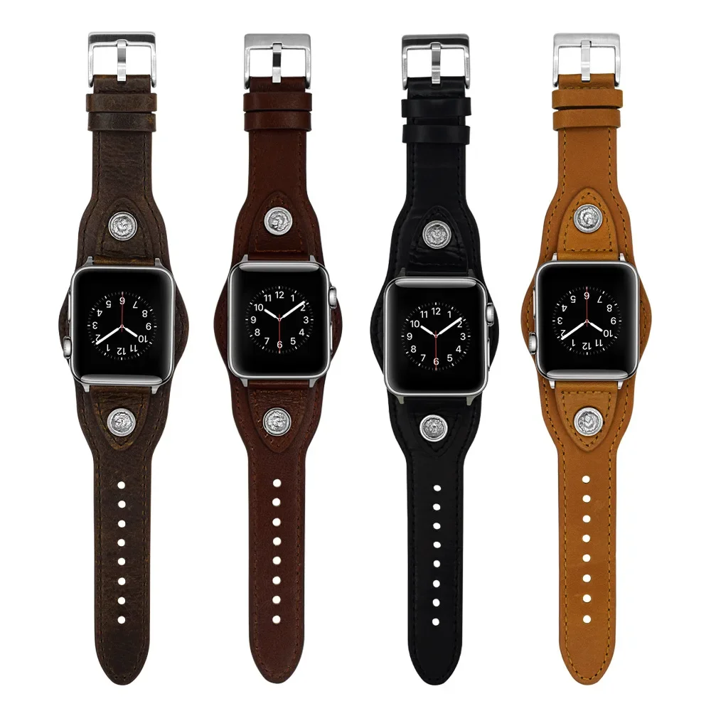 Retro Strap for Apple Watch Band Series 6 se 5/4/3/2 44mm 40mm Correa Leather Wristband for Iwatch Bracelet 38mm 42mm