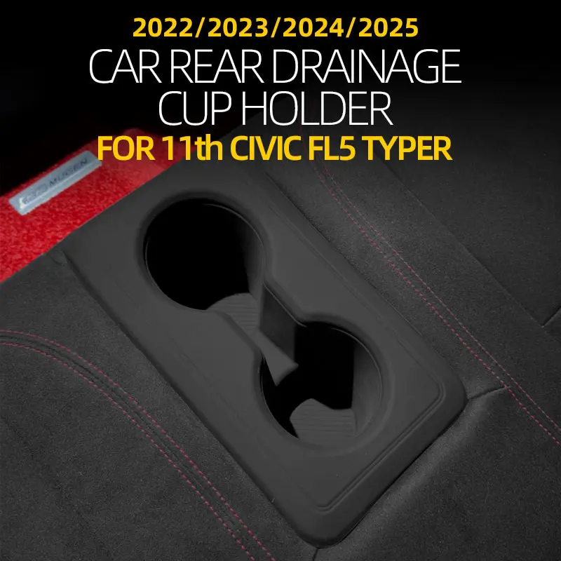 For Honda Civic 11th Generation FL5 TYPER Integra Centre Silicone Cup Holder Covers Rear Seat Cup Holders Interior Accessories