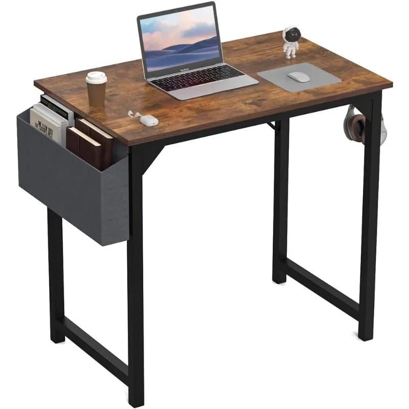 32 Inch Office Small Computer Desk Modern Simple Style Writing Study Work Table for Home Bedroom - Wood Brown