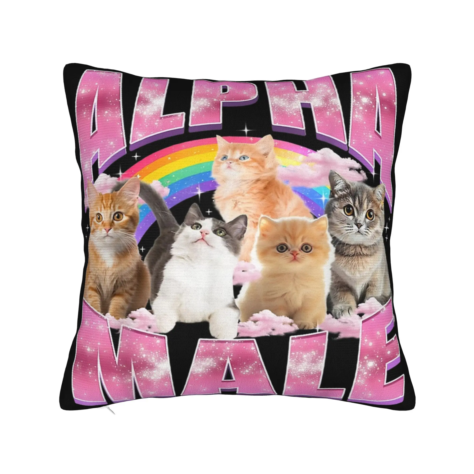Decorative Pillow Cover Alpha Male Cat Kitten Funny  Merchandise Home  Pillow Case Cover Zippered Multi-Size