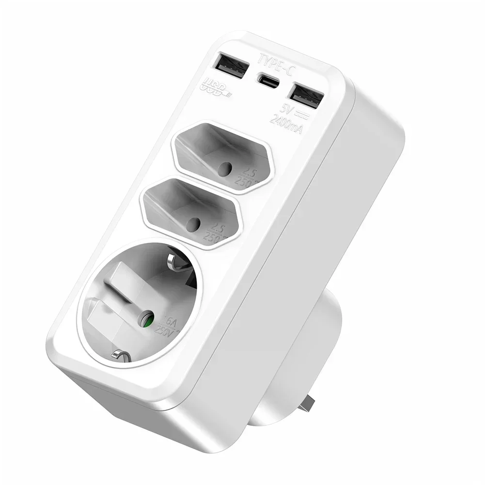 Enchufe múltiple 6 en 1 con USB, regleta de enchufe múltiple con divisor USB, enchufe de expansión, convertidor de enchufe de extensión de alimentación